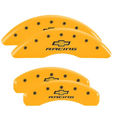 Load image into Gallery viewer, MGP 4 Caliper Covers Engraved F &amp; R Chevy Racing Yellow Finish Black Char 2016 Chevrolet Camaro Caliper Covers MGP
