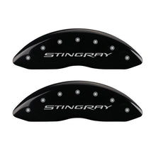 Load image into Gallery viewer, MGP 4 Caliper Covers Engraved Front &amp; Rear Stingray Black finish silver ch Caliper Covers MGP
