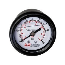 Load image into Gallery viewer, BLOX Racing Liquid-Filled Fuel Pressure Gauge 0-100psi (White Face) Gauges BLOX Racing
