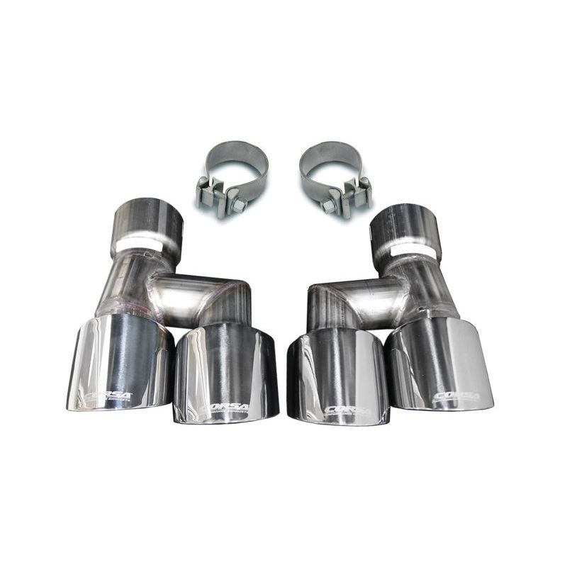Corsa 18-23 4.0in Twin Tip Polished Pro-Series Tip Kit Fits No-Valve Mustang Exhaust Clamps Inc Tips CORSA Performance