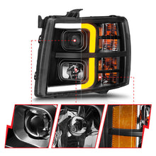 Load image into Gallery viewer, ANZO 2007-2013 Chevrolet Silverado 1500 Projector w/ Light Bar Black Housing w/ Sequential Headlights ANZO
