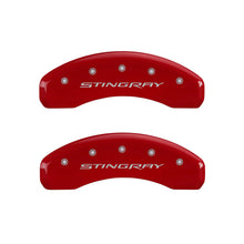 Load image into Gallery viewer, MGP 4 Caliper Covers Engraved Front &amp; Rear Stingray Red finish silver ch Caliper Covers MGP
