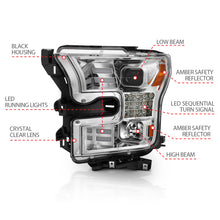 Load image into Gallery viewer, ANZO 15-17 Ford F-150 Proj Headlights w/ Plank Style Design Chrome w/ Amber Sequential Turn Signal Headlights ANZO
