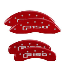 Load image into Gallery viewer, MGP 4 Caliper Covers Engraved Front &amp; Rear F-150 Logo Red Finish Silver Char 2021 Ford F-150 Caliper Covers MGP
