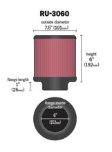 Load image into Gallery viewer, K&amp;N Universal Rubber Filter 6in FLange ID / 7.5in OD / 6in Height / Round Straight Air Filters - Universal Fit K&amp;N Engineering   
