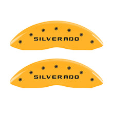 Load image into Gallery viewer, MGP 4 Caliper Covers Engraved Front &amp; Rear Silverado Yellow finish black ch Caliper Covers MGP
