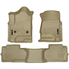 Load image into Gallery viewer, Husky Liners 14 Chevrolet Silverado/GMC Sierra Dbl Cab WeatherBeater Tan Front&amp;2nd Seat Floor Liners Floor Mats - Rubber Husky Liners
