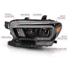 Load image into Gallery viewer, ANZO 2016-2017 Toyota Tacoma Projector Headlights w/ Plank Style Design Black/Amber w/ DRL Headlights ANZO
