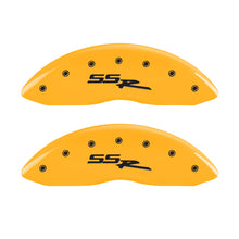 Load image into Gallery viewer, MGP 4 Caliper Covers Engraved Front &amp; Rear Ssr Yellow Finish Black Char 2008 Chevrolet Trailblazer Caliper Covers MGP
