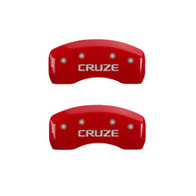 Load image into Gallery viewer, MGP 4 Caliper Covers Engraved Front &amp; Rear Cruze Red Finish Silver Char 2017 Chevrolet Cruze Caliper Covers MGP
