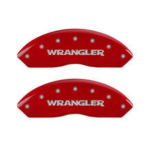 Load image into Gallery viewer, MGP 4 Caliper Covers Engraved Front &amp; Rear WRANGLER Red finish silver ch Caliper Covers MGP

