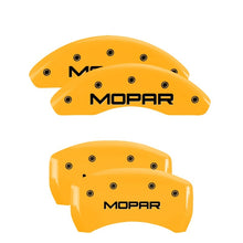 Load image into Gallery viewer, MGP 4 Caliper Covers Engraved Front &amp; Rear MOPAR Yellow finish black ch Caliper Covers MGP
