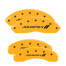 Load image into Gallery viewer, MGP 4 Caliper Covers Engraved Front &amp; Rear With stripes/Journey Yellow finish black ch Caliper Covers MGP
