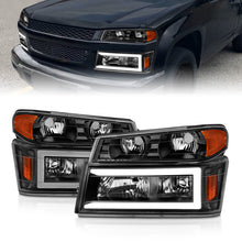 Load image into Gallery viewer, ANZO 04-12 GM Colorado/Canyon/I-Series Crystal Headlights - w/ Light Bar Black Housing 4pcs Headlights ANZO

