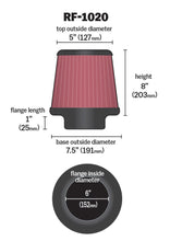 Load image into Gallery viewer, K&amp;N Universal Air Filter 6in Flange ID x 7.5in Base / 5in OD Top x 8in H Air Filters - Universal Fit K&amp;N Engineering   
