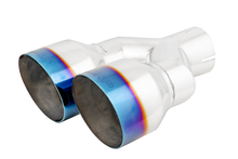 Load image into Gallery viewer, MBRP Burnt End Tip 2.5 ID Dual 4 OD Out 9.55 length Single wall 304 Stainless Steel Pass Side Tail Pipes MBRP
