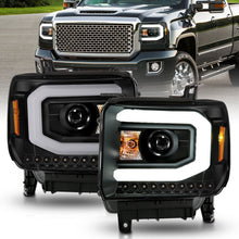 Load image into Gallery viewer, ANZO 2014-2015 GMC Sierra 1500 Projector Headlights w/ Light Bar Black Housing (Halogen Type) Headlights ANZO
