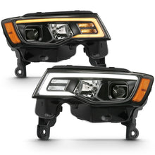Load image into Gallery viewer, ANZO 2017-2018 Jeep Grand Cherokee Projector Headlights w/ Plank Style Switchback - Black w/ Amber Headlights ANZO
