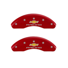 Load image into Gallery viewer, MGP 4 Caliper Covers Engraved F &amp; R Chevy Racing Red Finish Silver Char 2018 Chevrolet Equinox Caliper Covers MGP
