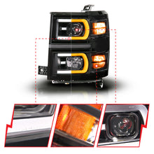 Load image into Gallery viewer, Anzo 14-15 Chevy Silverado 1500 Black Dual Switchback+Sequential LED Tube Sq. Projector Headlights Headlights ANZO   

