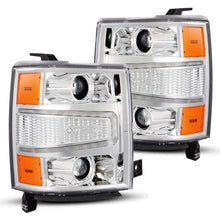 Load image into Gallery viewer, AlphaRex 14-15 Chevy 1500 PRO-Series Projector Headlights Chrome w/Sequential Signal &amp; DRL Headlights AlphaRex
