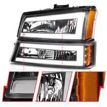 Load image into Gallery viewer, ANZO 2003-2006 Chevrolet Silverado 1500 Crystal Headlights w/ Light Bar Black Housing Headlights ANZO

