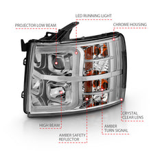 Load image into Gallery viewer, ANZO 2007-2013 Chevy Silverado 1500 Projector Plank Style Chrome Amber Headlights ANZO

