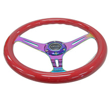 Load image into Gallery viewer, NRG Classic Wood Grain Steering Wheel (350mm) Red Grip w/Neochrome 3-Spoke Center Steering Wheels NRG
