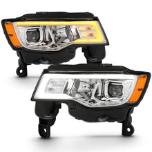 Load image into Gallery viewer, ANZO 2017-2018 Jeep Grand Cherokee Projector Headlights w/ Plank Style Switchback - Chrome w/ Amber Headlights ANZO
