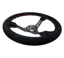 Load image into Gallery viewer, NRG Reinforced Steering Wheel (350mm / 3in. Deep) Blk Suede w/Red Stitching &amp; 5mm Spokes w/Slits Steering Wheels NRG
