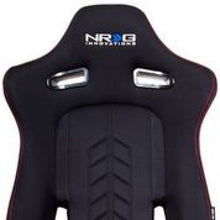 Load image into Gallery viewer, NRG Sport Seats (Pair) Cloth w/NRG Logo &amp; NRG Arrow Cushion Imprint - Black w/Red Stitch Reclineable Seats NRG
