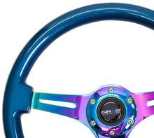 Load image into Gallery viewer, NRG Classic Wood Grain Steering Wheel (350mm) Blue Pearl/Flake Paint w/Neochrome 3-Spoke Center Steering Wheels NRG
