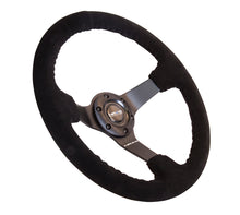 Load image into Gallery viewer, NRG Reinforced Steering Wheel (350mm / 3in. Deep) Blk Suede w/Blk BBall Stitch (Odi Bakchis Edition) Steering Wheels NRG
