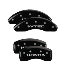 Load image into Gallery viewer, MGP 4 Caliper Covers Engraved Front &amp; Rear I-Vtec Black Finish Silver Char 2018 Honda Accord Caliper Covers MGP
