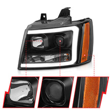 Load image into Gallery viewer, ANZO 07-14 Chevy Tahoe Projector Headlights w/ Plank Style Design Black w/ Amber Headlights ANZO
