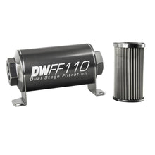 Load image into Gallery viewer, DeatschWerks DWK8-03-110-010K DeatschWerks Stainless Steel 10AN 10 Micron Universal Inline Fuel Filter Housing Kit (110mm)
