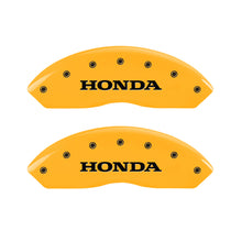 Load image into Gallery viewer, MGP 4 Caliper Covers Engraved Front &amp; Rear Honda Yellow Finish Black Char 2004 Honda Pilot Caliper Covers MGP   
