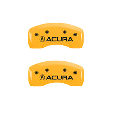 Load image into Gallery viewer, MGP 4 Caliper Covers Engraved Front &amp; Rear Acura Yellow Finish Black Char 2002 Acura RSX Caliper Covers MGP
