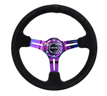 Load image into Gallery viewer, NRG Reinforced Steering Wheel (350mm / 3in. Deep) Blk Suede/Blk Stitch w/Neochrome Slits Steering Wheels NRG

