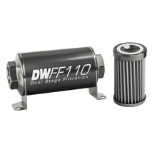 Load image into Gallery viewer, DeatschWerks Stainless Steel 8AN 40 Micron Universal Inline Fuel Filter Housing Kit (110mm) Fuel Filters DeatschWerks
