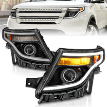 Load image into Gallery viewer, ANZO 11-15 Ford Explorer (w/Factory Halogen HL Only) Projector Headlights w/Light Bar Black Housing Headlights ANZO
