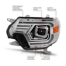 Load image into Gallery viewer, ANZO 12-15 Toyota Tacoma Projector Headlights - w/ Light Bar Switchback Chrome Housing Headlights ANZO
