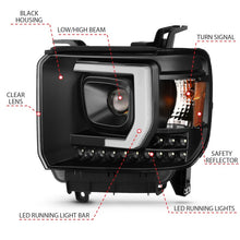 Load image into Gallery viewer, ANZO 2014-2015 Gmc Sierra 1500HD Projector Plank Style Headlight Black W/ Drl Headlights ANZO

