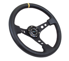 Load image into Gallery viewer, NRG Reinforced Steering Wheel (350mm / 3in. Deep) Blk Leather w/Blk Cutout Spoke/Yellow Center Mark Steering Wheels NRG
