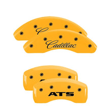 Load image into Gallery viewer, MGP 4 Caliper Covers Engraved Front Cadillac Rear CTS Yellow Finish Black Char 2004 Cadillac CTS Caliper Covers MGP
