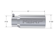 Load image into Gallery viewer, MBRP Universal Tip 5 O.D. Rolled Straight 4 inlet 12 length Steel Tubing MBRP
