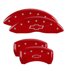 Load image into Gallery viewer, MGP 4 Caliper Covers Engraved Front &amp; Rear Bowtie Red finish silver ch Caliper Covers MGP
