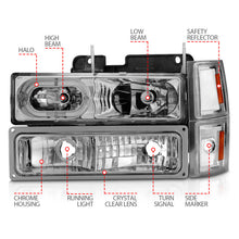 Load image into Gallery viewer, ANZO 88-98 Chevrolet C1500 Crystal Headlights Chrome Housing w/ Signal and Side Marker Lights Headlights ANZO
