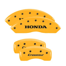Load image into Gallery viewer, MGP 4 Caliper Covers Engraved Front Honda Rear Crosstour Yellow Finish Blk Char 11 Honda Crosstour Caliper Covers MGP   
