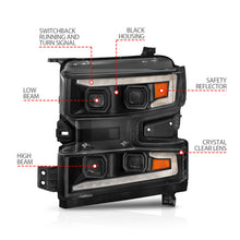 Load image into Gallery viewer, ANZO 19-22 Chevrolet Silverado 1500 LED Proj HL w/Lgt Bar SwBk Seq. Blk w/In. Light - Driver Side ON Headlights ANZO

